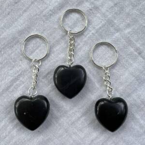heart shaped shungite keyring black carbon mineral