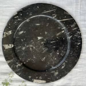 granite and orthoceras plate dinner plate Atlas Mountain fossilised cephalopods