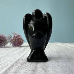 black obsidian angel volcanic glass silica rich
