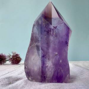 part polished amethyst six pointed natural manganese in purple quartz