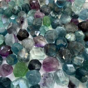 facet cut natural fluorite gemstones blue crystal purple crystal