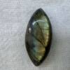 labradorite cabochon with two points, good labradorescence blue gold and green feldspar gemstone