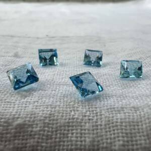 swiss blue topaz square cut gemstones heat treated blue crystal