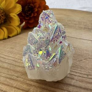 angel aura quartz cluster silver coated crystal crown chakra sahasrara NZ online crystal shop