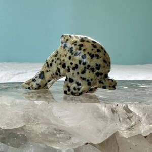 dalmatian jasper dolphin hand carved and polished statue NZ online crystal shop the hidden gem
