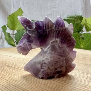 chevron amethyst unicorn carved animal statue purple and white zig zag crystal online NZ crystal shop
