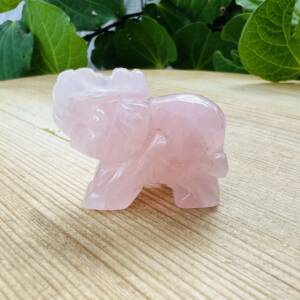 rose quartz elephant hand carved statue heart chakra anahata pink crystal NZ crystal shop online