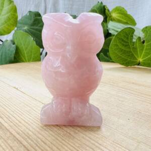 rose quartz owl pink rock crystal artwork statue crystal shop online