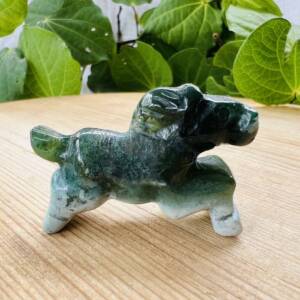moss agate galloping horse natural mineral artwork carved statue NZ online crystal shop