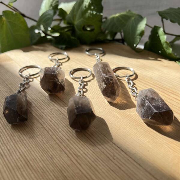 smokey quartz point keyring natural quartz online crystal shop NZ