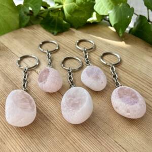 rose quartz ema stone keyring seer stone river tumblestone online crystal shop NZ