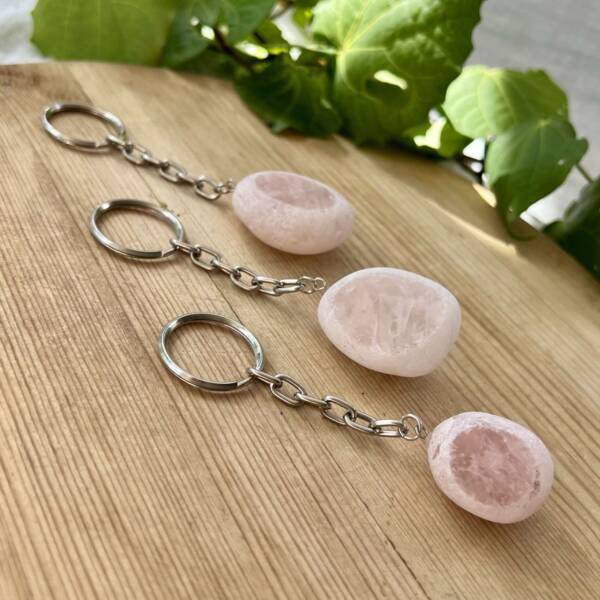 rose quartz ema stone keyring