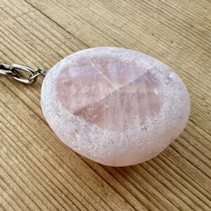 rose quartz ema stone keyring