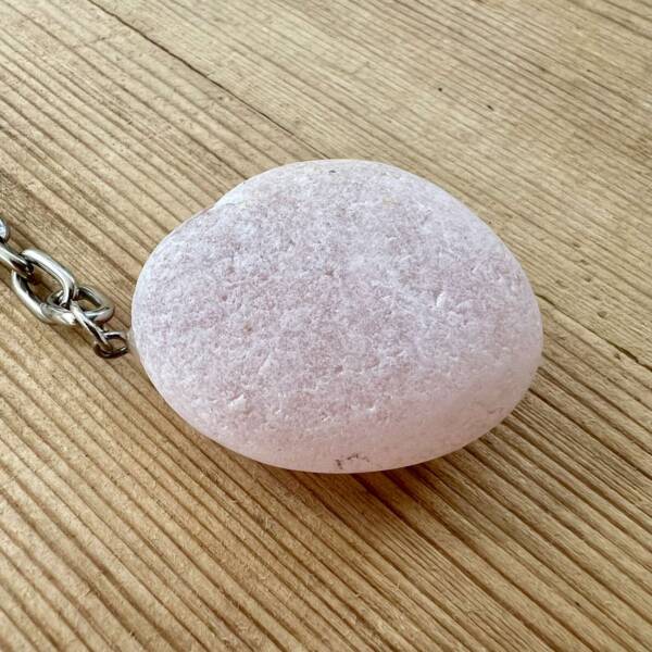 rose quartz ema stone keyring