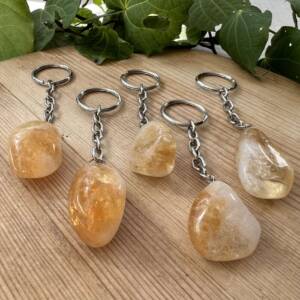 citrine tumblestone keyring solar plexus chakra manipura NZ online crystal shop