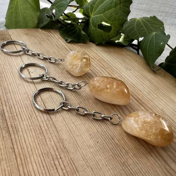 citrine tumblestone keyring