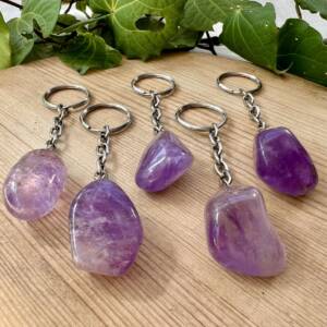 amethyst tumblestone keyring purple quartz natural stone online crystal shop NZ