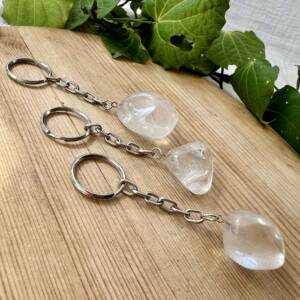 clear quartz keyring