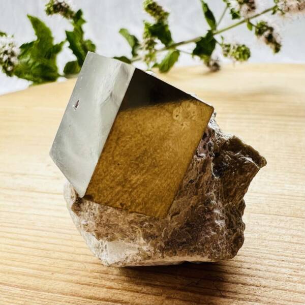 natural iron pyrite cube
