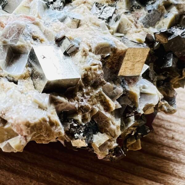 natural iron pyrite cubes