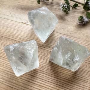 natural green fluorite octahedrons