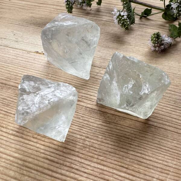 natural green fluorite octahedrons