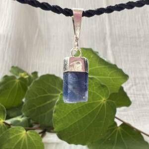 blue sapphire pendant natural corundum geometric crystals