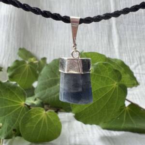blue sapphire pendant precious corundum natural growth form six sided crystal