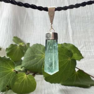 green fluorite pendant translucent crystal CaF2 heart chakra anahata unconditional love