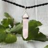 rose quartz pendant with gem clarity pink crystal set in silver