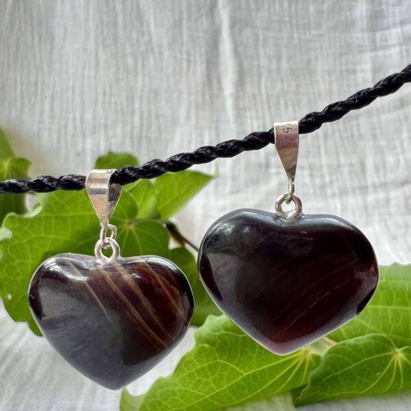 Heart shaped chocolate calcite pendants