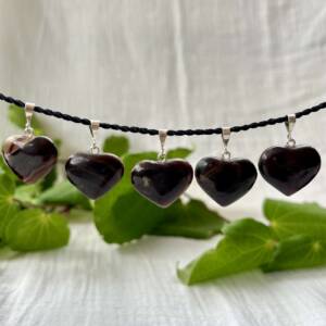 Heart shaped chocolate calcite pendants