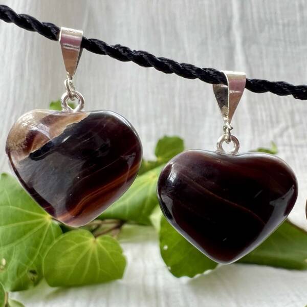 Heart shaped chocolate calcite pendants