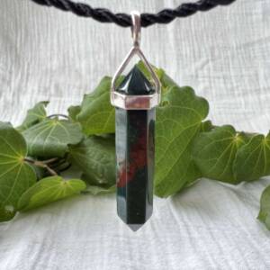 bloodstone pendant six sided crystal necklace