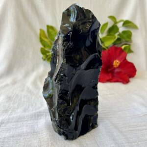 natural black obsidian cut base volcanic glass