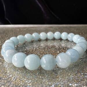 aquamarine bracelet 8 mm round beads blue beryl gemstone
