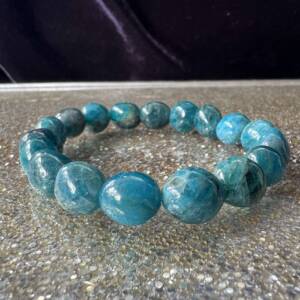 blue apatite bracelet natural polished freeform beads crystal jewellery