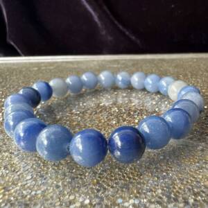 blue quartz bracelet 8 mm beads blue aventurine dumortierite in quartz crystal