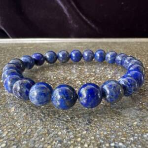 lapis lazuli bracelet metamorphic rock lazurite, calcite, sodalite and iron pyrite third eye chakra ajna