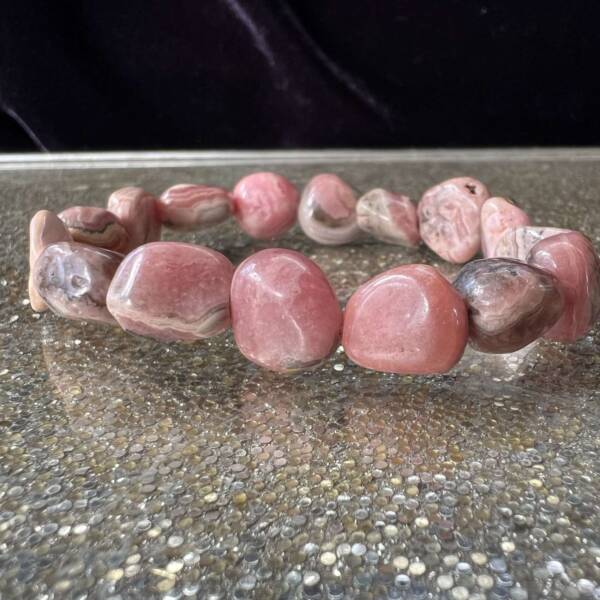 rhodochrosite bracelet manganese carbonate calcite natural mineral polished gemstone jewellery