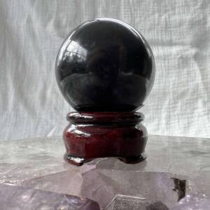 black basalt sphere crystal ball scrying black rock
