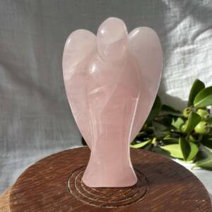 rose quartz angel carved statue natural pink crystal heart chakra anahata