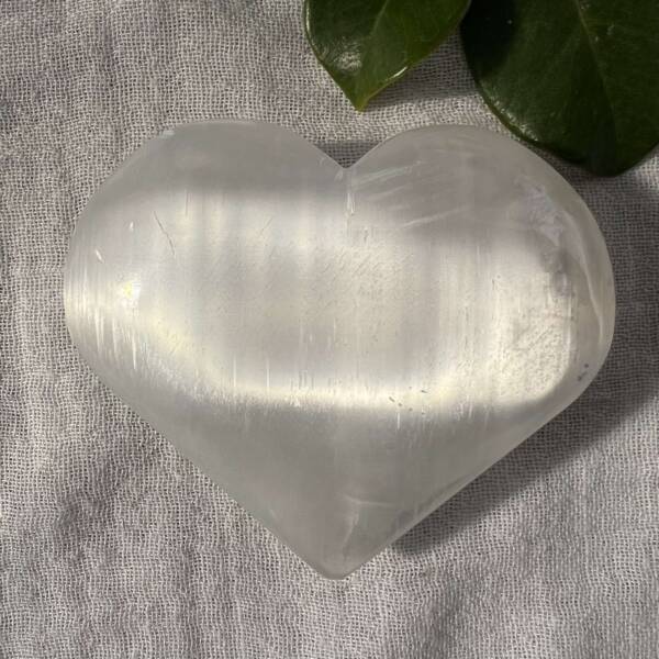 selenite heart natural gypsum mineral polished and shaped white crystal crown chakra sahasrara