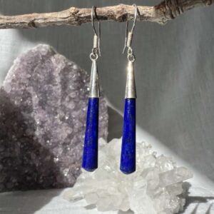 lapis lazuli earrings blue rock and silver third eye chakra ajna