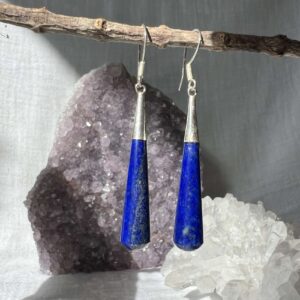lapis lazuli earrings set in solid solver deep blue natural rock
