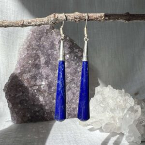 lapis lazuli earrings natural semi-precious stone jewellery polished rock crystal shop