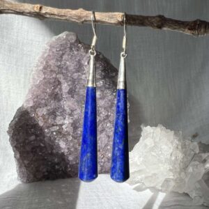 lapis lazuli earrings 925 silver semi precious stone Himalayan minerals crystal shop