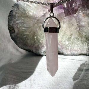 rose quartz pendant pink quartz crystal necklace