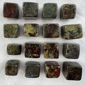 Green epidote with red piemontite dragonstone cubes