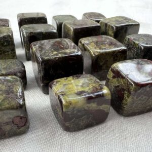 dragonstone tumblestones green epidote with red piemontite natural mineral crystal